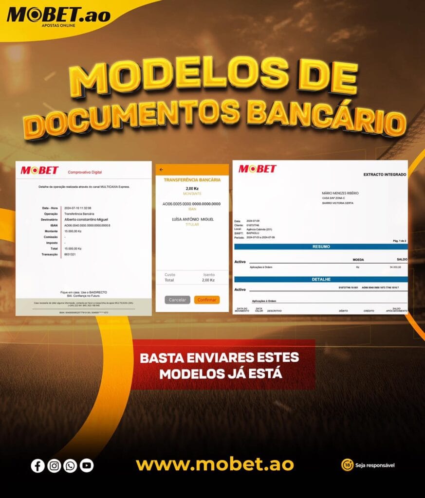 Modelo de documentos Bancário para Verificar sua Conta Mobet 1 Documentos Para Verificar Conta Mobet Mob bet ao apostas online