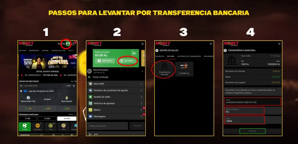 Passos para fazer Saque na Mobet Aposta