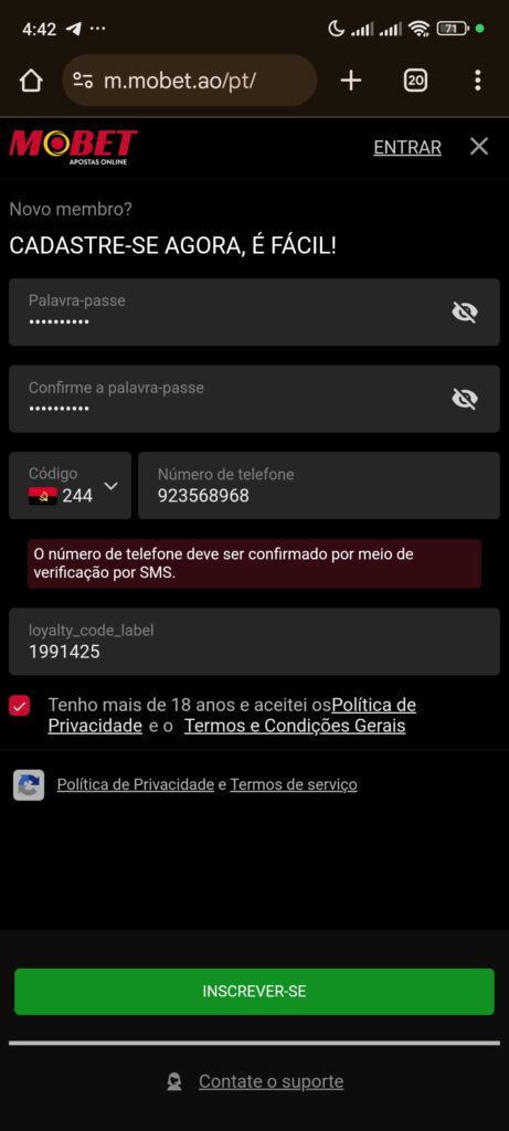 código promocional Mobet